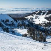 滑雪者在帕利塞德斯塔霍滑雪胜地的斜坡上